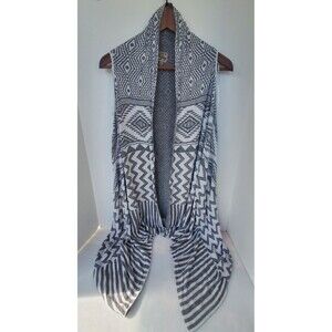 Como Vintage Vest Cardigan XL Aztec Open Front Fly Away Gray Geometric Women's